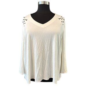 SOLD - Cato White Knit Long Sleeve with Shoulder Detail Size 26/28